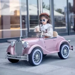ISAKAA® Kids Car Vintage Premium Ride-On Car for Kids – 12V, 3 Motors, Premium Interiors
