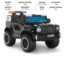 ISAKAA® WLP-36 Mercedes G-Wagon Kids Car 4X4 – 5 Motors, Bluetooth, App Control, Remote & Police Lights